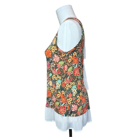 MATILDA JANE Women’s Sleeveless Layered Casual Floral Green Tank Flowy Sz Small - Picture 6 of 16